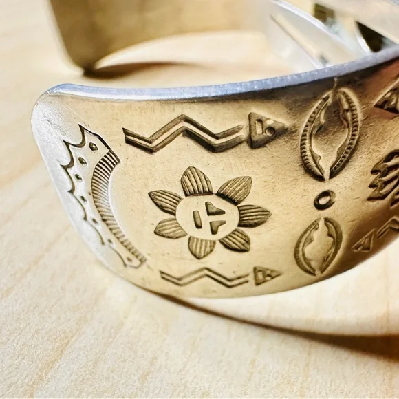 Fred Harvey Style Celestial Silver Cuff Bracelet - Picture 5 of 6